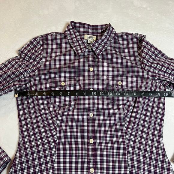 Levi's Women's Plaid Button Up Shirt Size Medium Western Casual Rodeo Multicolor - Picture 8 of 9